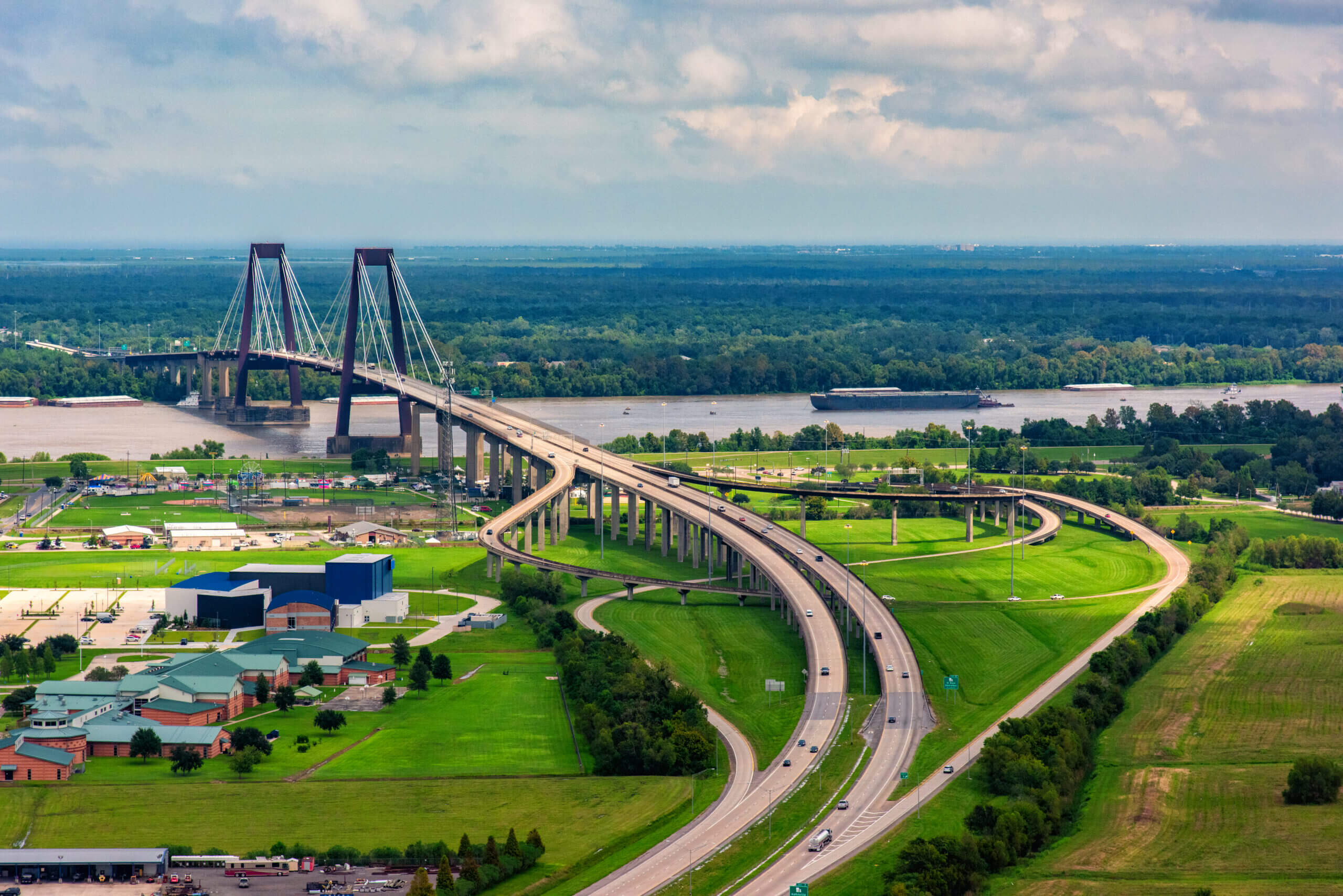 Overview of Hale Boggs Memorial Bridge in the New Orleans Metro region.