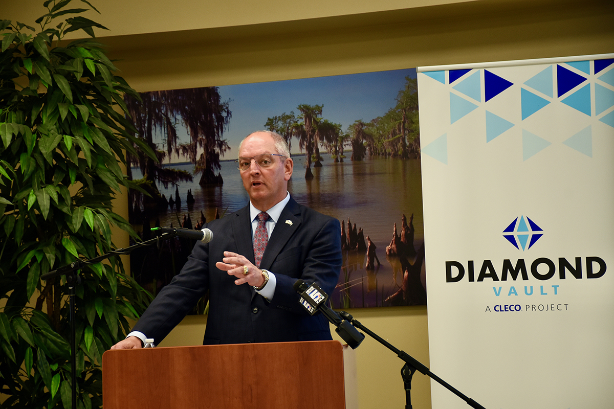 Governor John Bell Edwards speaking at the Diamond Vault announcement